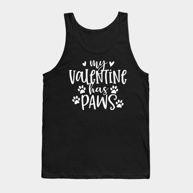 My Valentine Has Paws Funny Cat Dog Lover Adult Teenager Tank Top by jadolomadolo